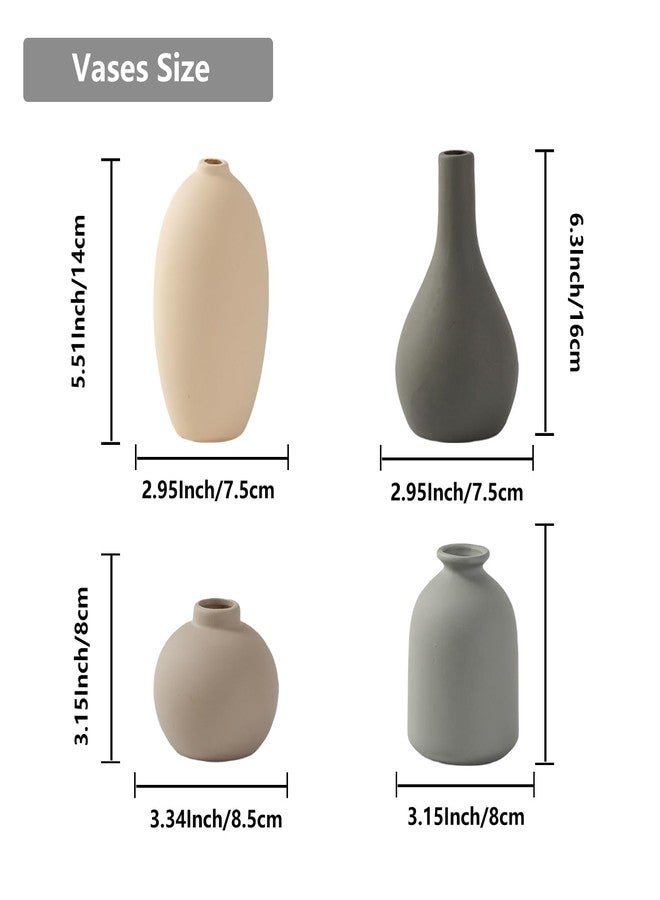 Tuioyoc Ceramic Vase Set of 4 Small Vases Home Decor Modern Rustic Farmhouse Pottery Decorative Flower Vases for Pampas Grass Dried Fresh Flowers, Living Room, Bedroom, Table Centerpiece, Mantel, Shelf - Image 5
